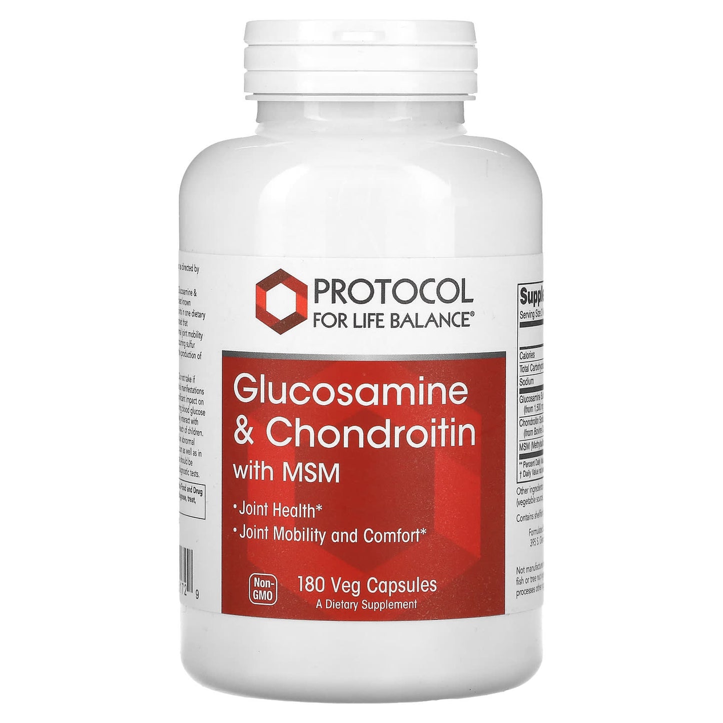 Protocol for Life Balance, Glucosamine & Chondroitin with MSM, 180 Veg Capsules - Image 1
