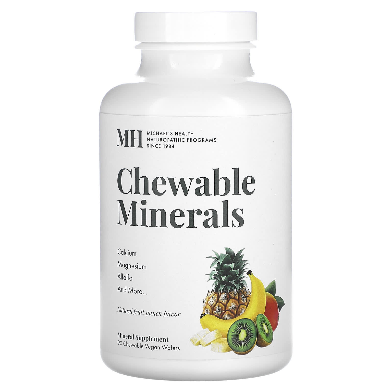 Michael's Health, Chewable Minerals, Natural Fruit Punch, 90 Chewable Vegan Wafers - Image 1
