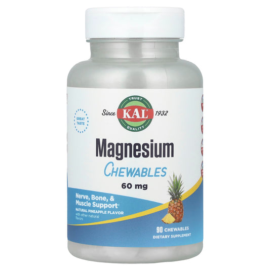 KAL, Magnesium Chewables, Pineapple, 60 mg, 90 Chewables - Image 1