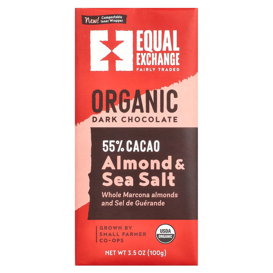Dark Chocolate Bites with Almond & Sea Salt - Organic & Fair Trade - Image 1
