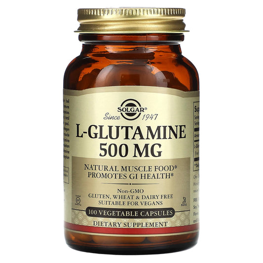 Solgar, L-Glutamine, 500 mg, 100 Vegetable Capsules - Image 1