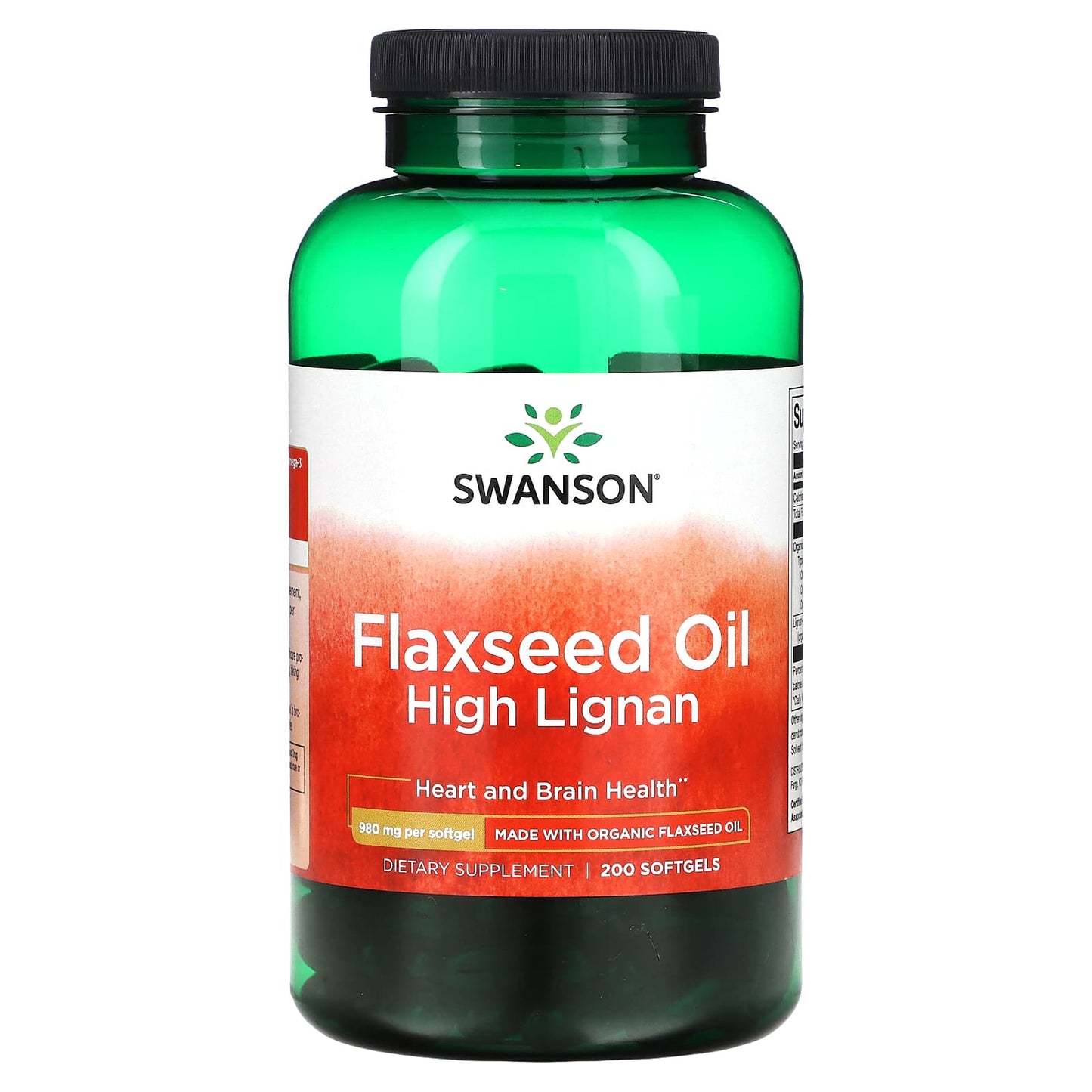 Swanson, Flaxseed Oil High Lignan, 980 mg, 200 Softgels - Image 1