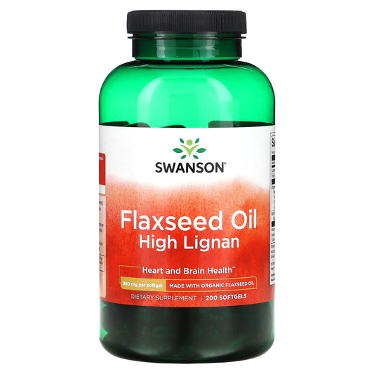 Swanson, Flaxseed Oil High Lignan, 980 mg, 200 Softgels - Image 1