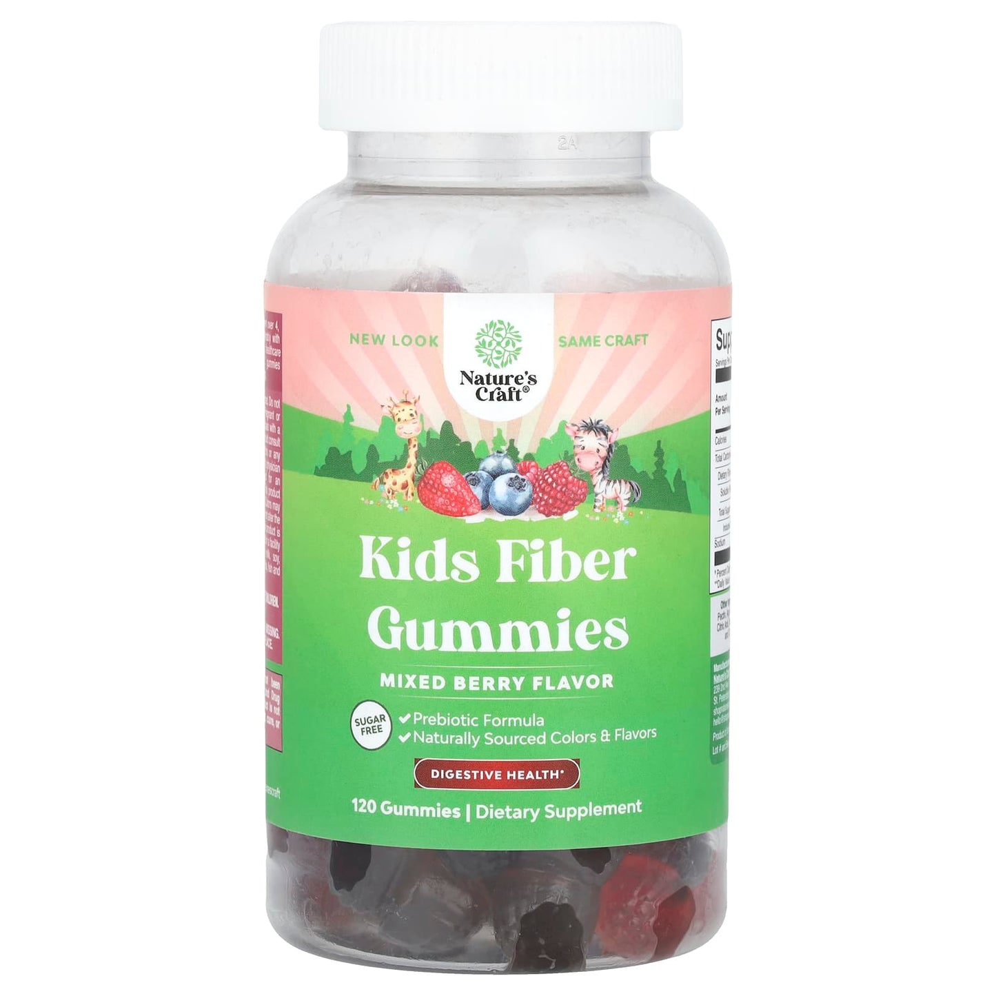Nature's Craft, Kids Fiber Gummies, Sugar Free, Mixed Berry, 120 Gummies - Image 1