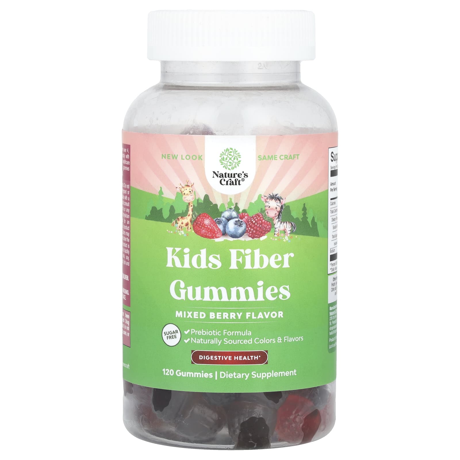 Nature's Craft, Kids Fiber Gummies, Sugar Free, Mixed Berry, 120 Gummies - Image 1