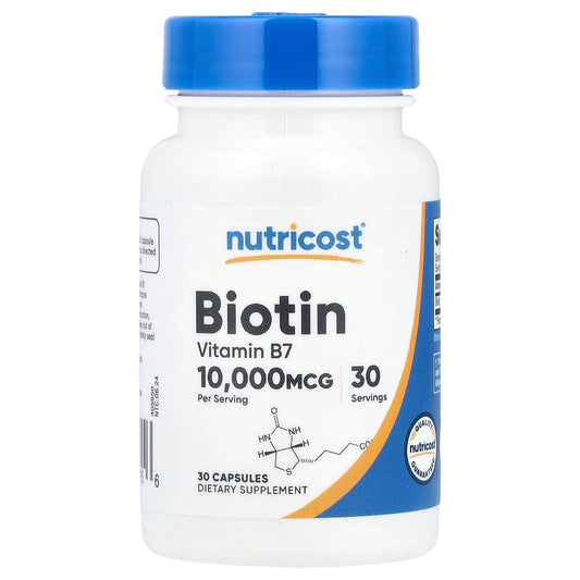 Nutricost, Biotin, 10,000 mcg, 30 Capsules - Image 1