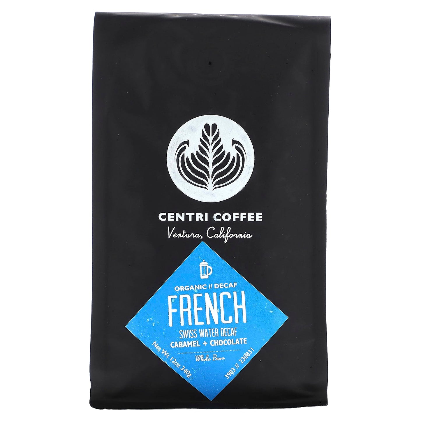 Decaf French Roast Coffee, Organic, Whole Bean, 12 oz by Centri Coffee - Image 1