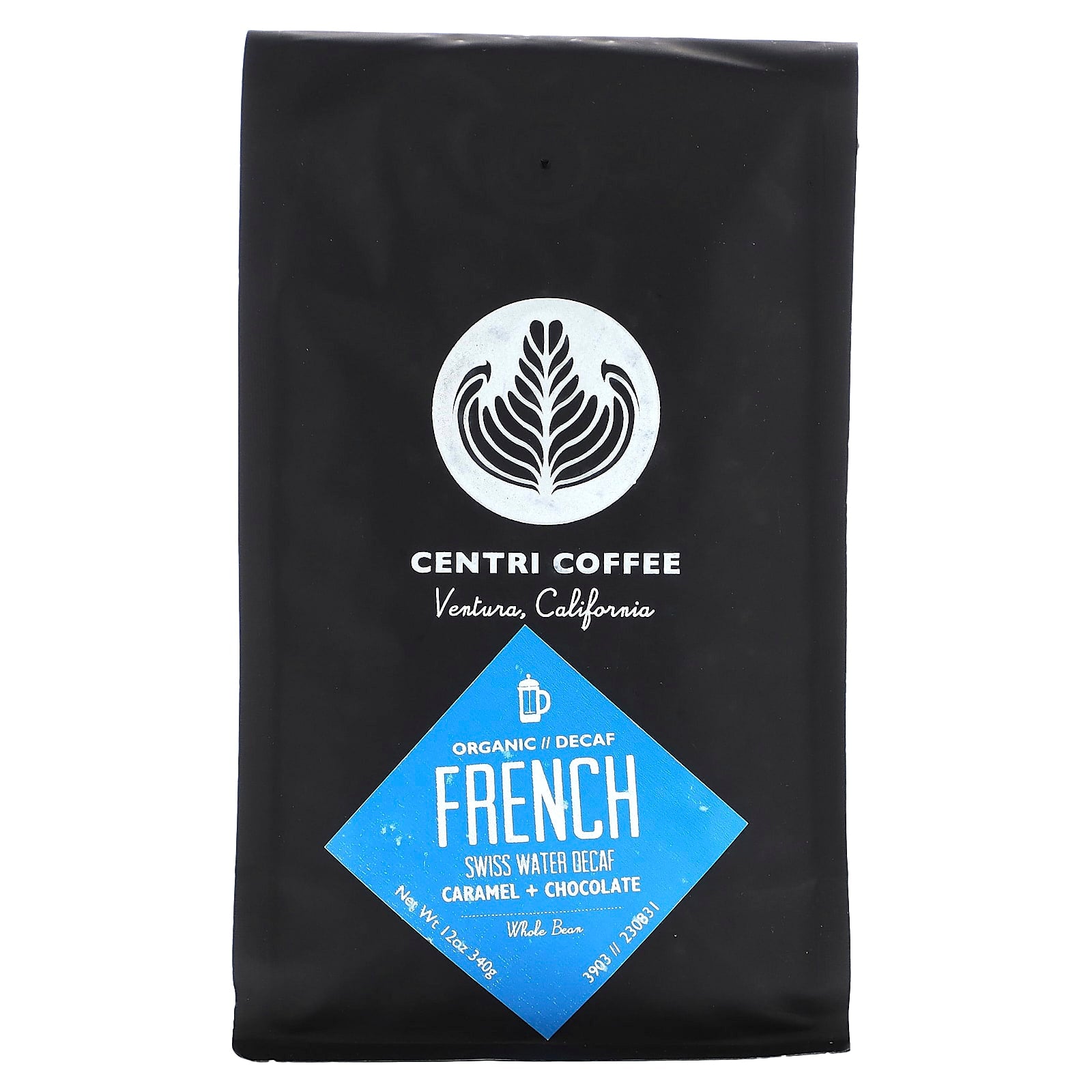 Decaf French Roast Coffee, Organic, Whole Bean, 12 oz by Centri Coffee - Image 1