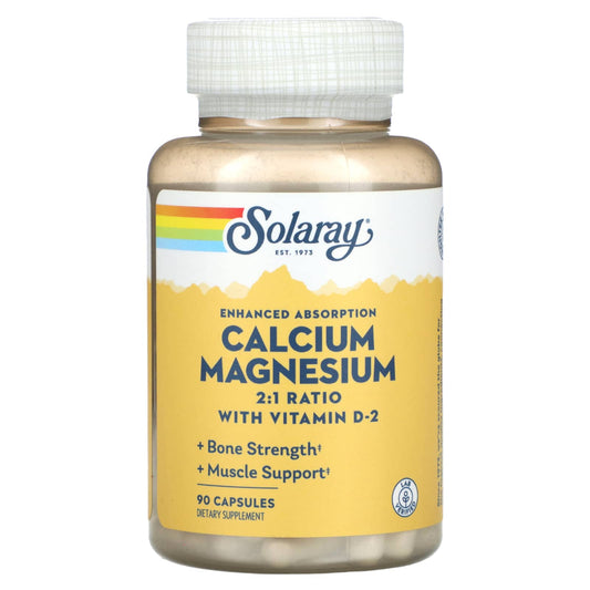 Solaray, Enhanced Absorption, Calcium Magnesium, 90 Capsules - Image 1