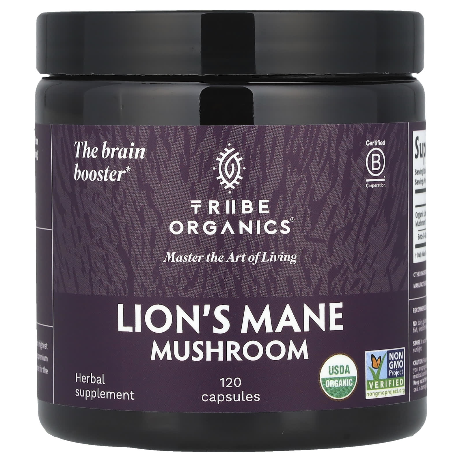 Tribe Organics, Lion's Mane Mushroom, 120 Capsules - Image 1