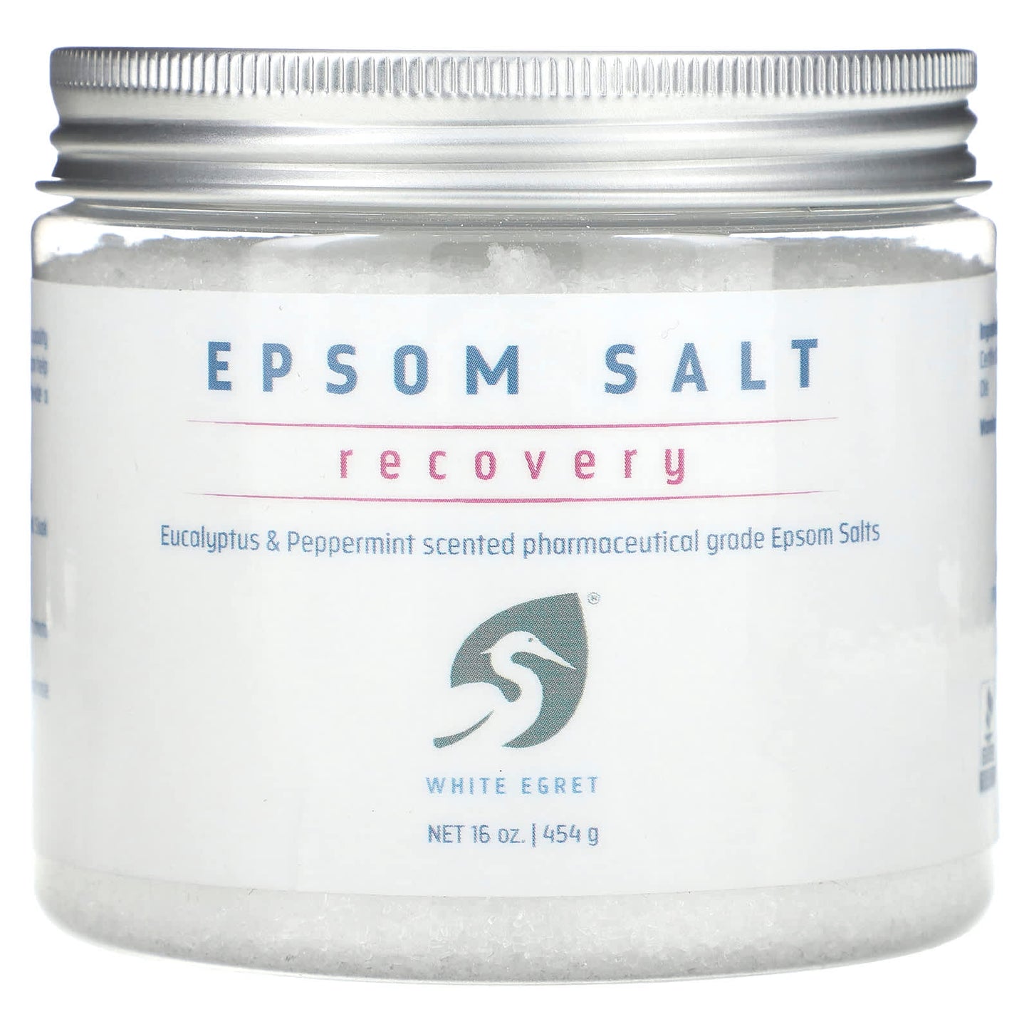 White Egret, Epsom Salt, Recovery, Eucalyptus & Peppermint, 16 oz (454 g) - Image 1