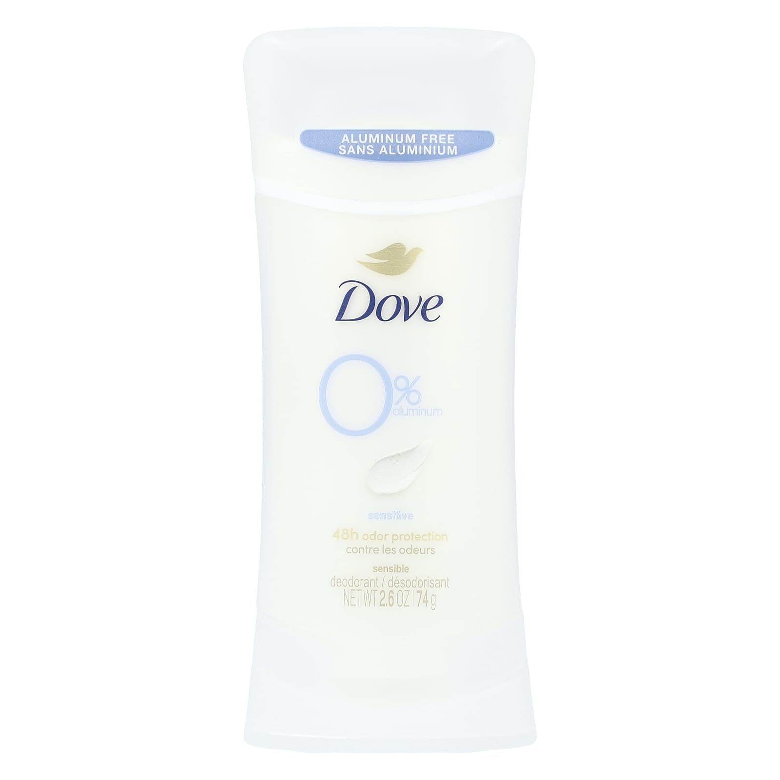 Dove Aluminum-Free Sensitive Deodorant, 48H Protection, Vegan, 2.6 oz - Image 1