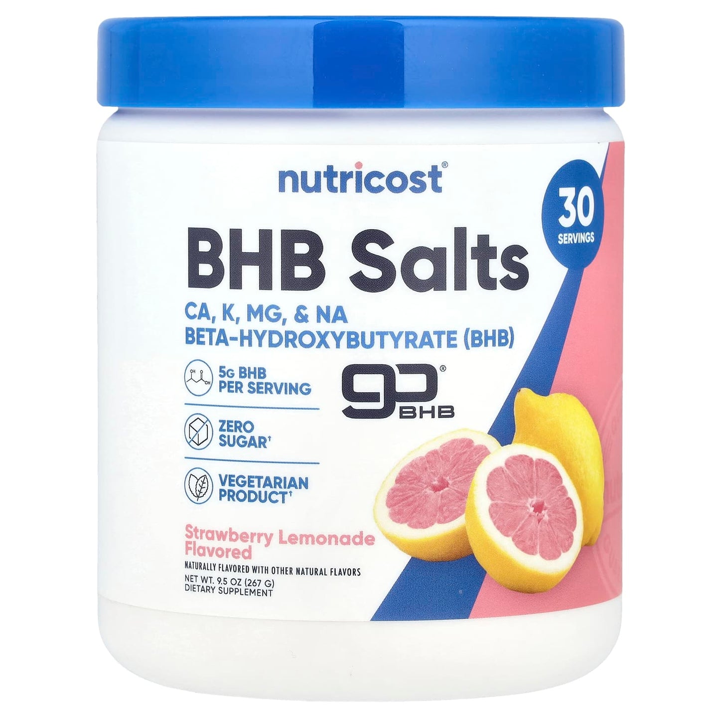 Nutricost, BHB Salts, goBHB®, Strawberry Lemonade, 9.5 oz (267 g) - Image 1