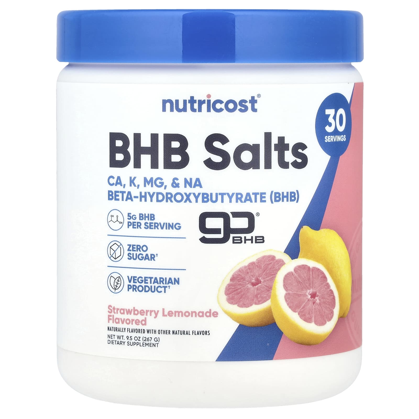Nutricost, BHB Salts, goBHB®, Strawberry Lemonade, 9.5 oz (267 g) - Image 1