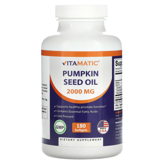 Vitamatic, Pumpkin Seed Oil, 2,000 mg, 180 Softgels (1,000 mg per Softgel) - Image 1