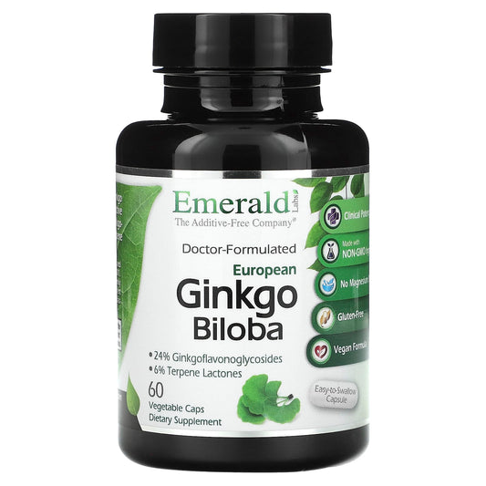 Emerald Laboratories European Ginkgo Biloba 60 Capsules - Non-GMO & Vegan - Image 1