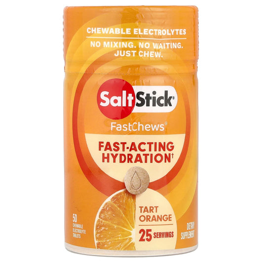 SaltStick, FastChews®, Chewable Electrolytes, Tart Orange, 50 Chewable Tablets - Image 1