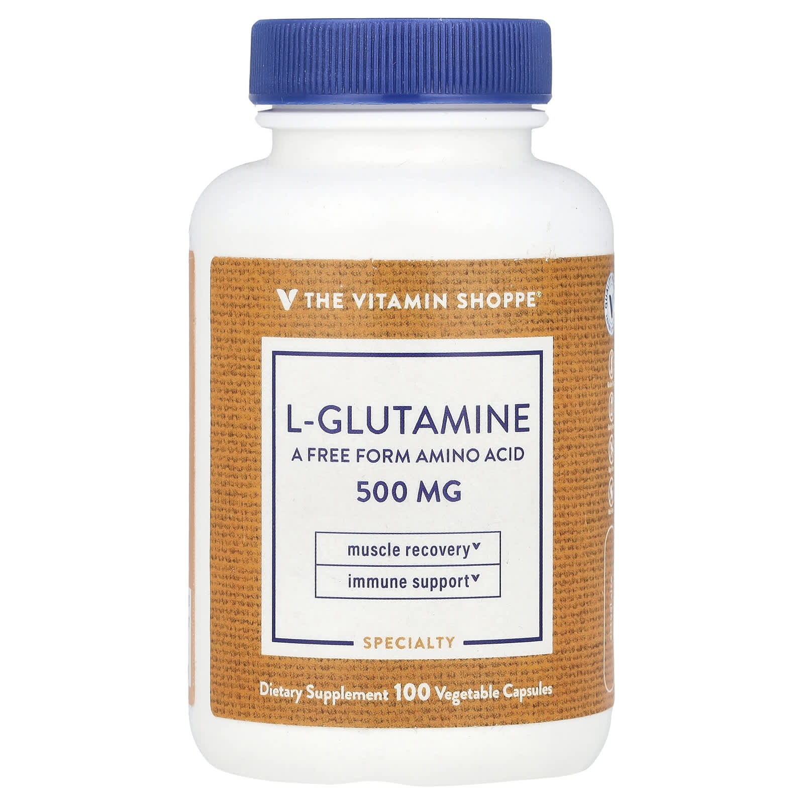 The Vitamin Shoppe, L-Glutamine, 500 mg, 100 Vegetable Capsules - Image 1