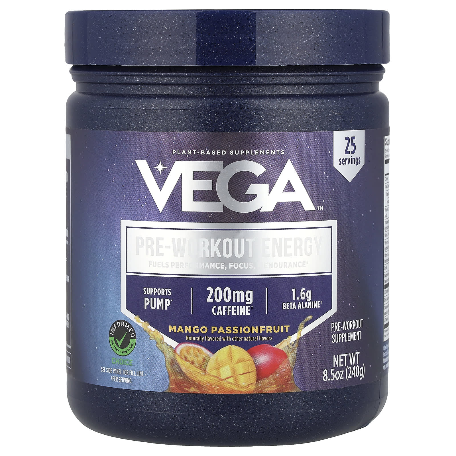 Vega, Pre-Workout Energy, Mango Passionfruit, 8.5 oz (240 g) - Image 1