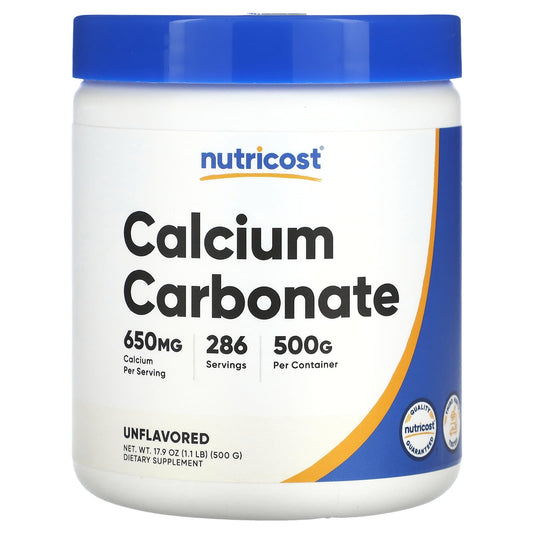 Nutricost, Calcium Carbonate, Unflavored, 1.1 lb (500 g) - Image 1