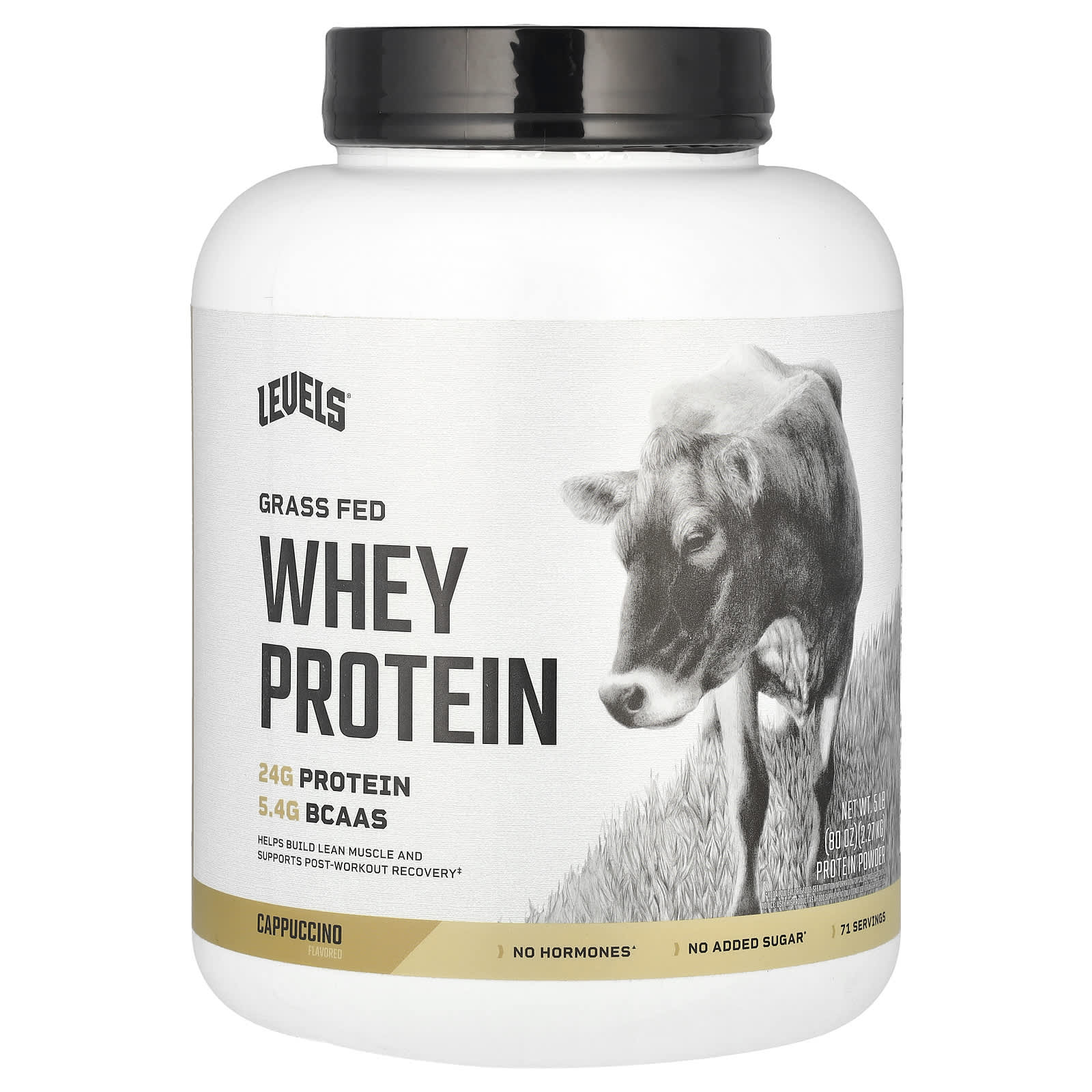 Levels, Grass Fed Whey Protein Powder, Cappuccino, 5 lb (2.27 kg) - Image 1