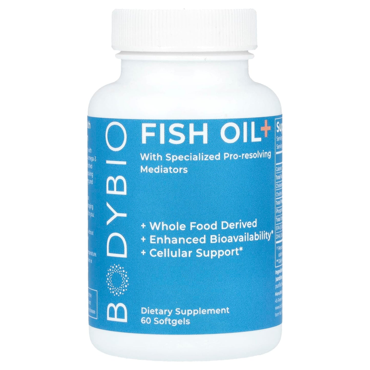 Support Cellular Health with BodyBio Fish Oil+, 60 Softgels - Image 1