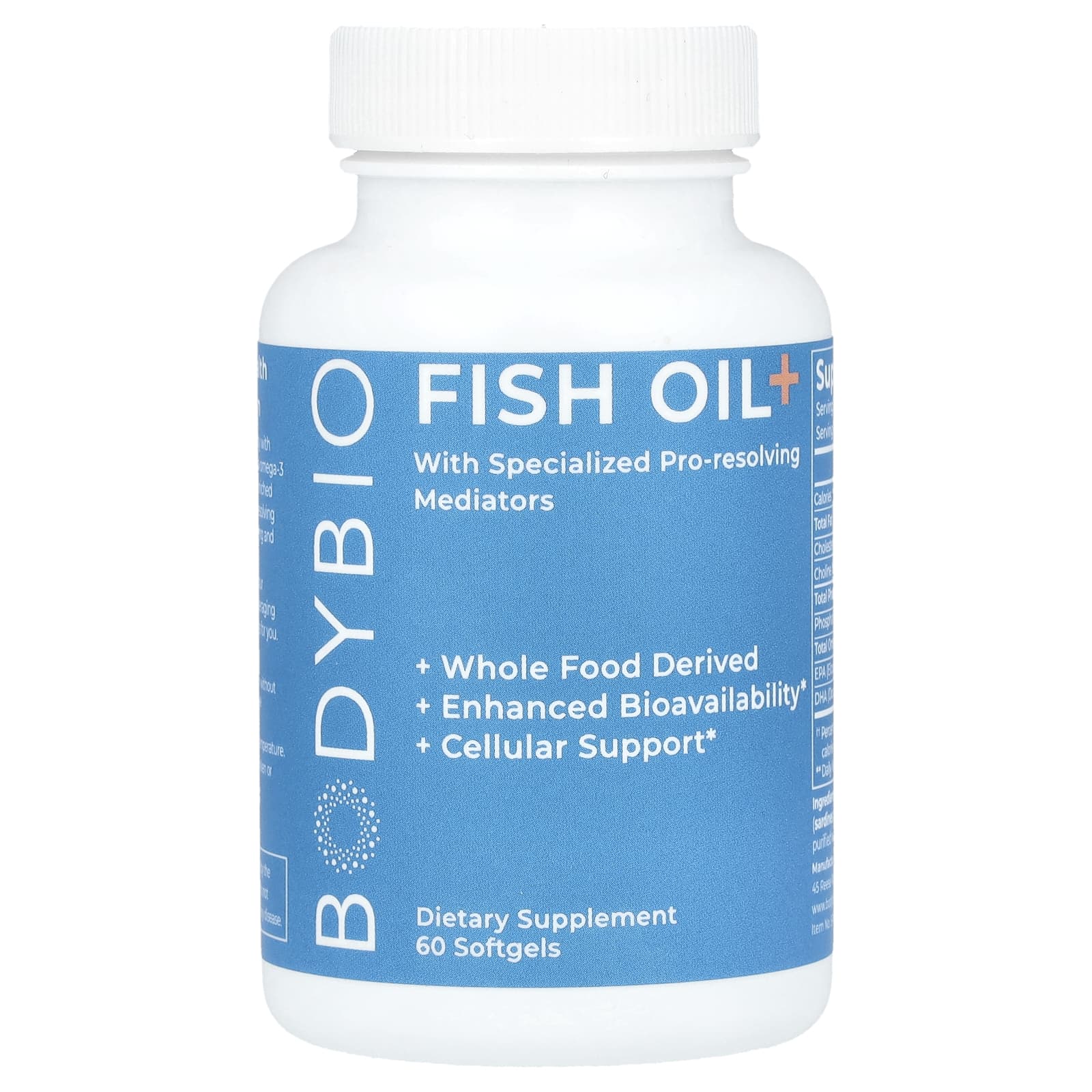 Support Cellular Health with BodyBio Fish Oil+, 60 Softgels - Image 1