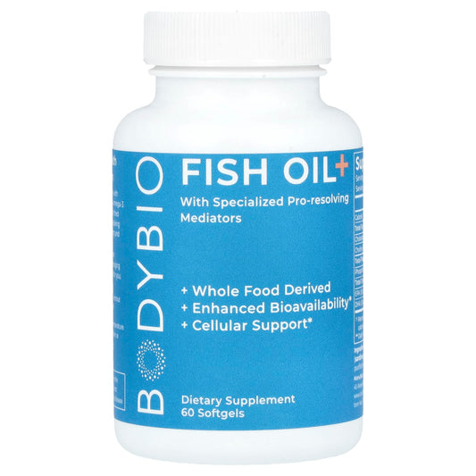 Support Cellular Health with BodyBio Fish Oil+, 60 Softgels - Image 1