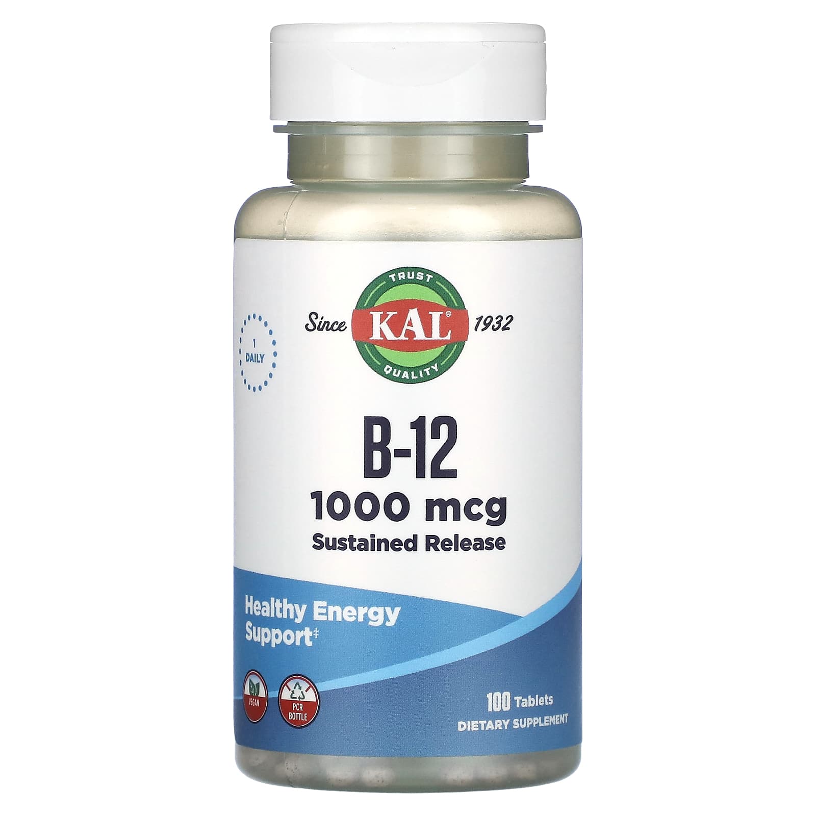 KAL Vitamin B12 Supplement - 1000 mcg, Sustained Release, Vegan - Image 1