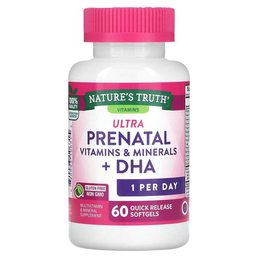 Nature's Truth, Ultra Prenatal Vitamins & Minerals + DHA, 60 Quick Release Softgels - Image 1