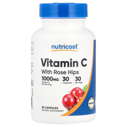 Nutricost, Vitamin C With Rose Hips, 30 Capsules - Image 1