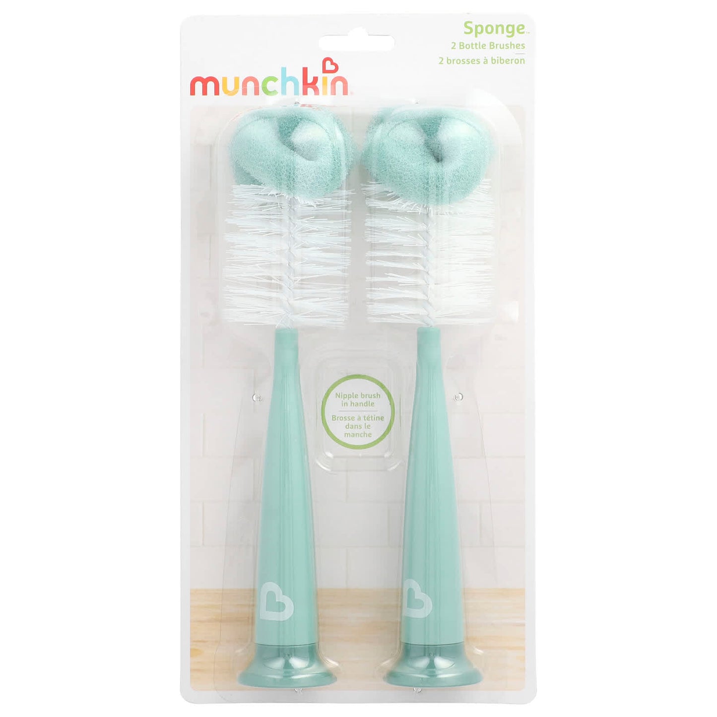 Munchkin, Sponge™, Bottle Brushes, Sage, 2 Count - Image 1