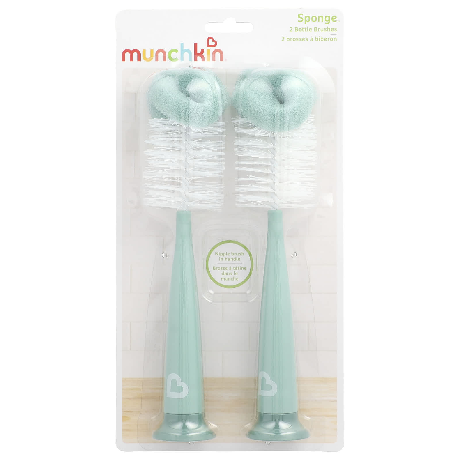 Munchkin, Sponge™, Bottle Brushes, Sage, 2 Count - Image 1