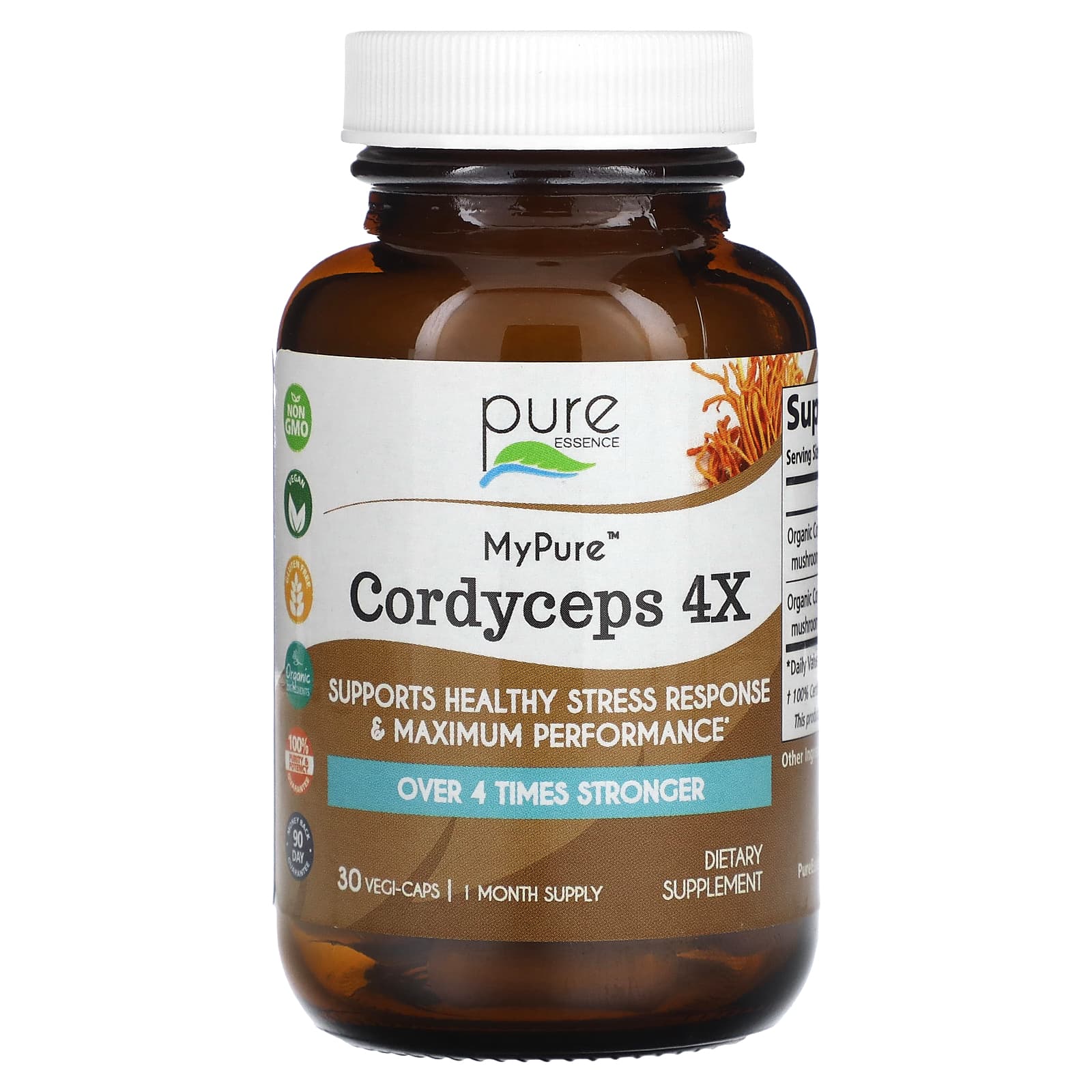 Pure Essence, MyPure, Cordyceps 4X, 30 Vegi-Caps - Image 1
