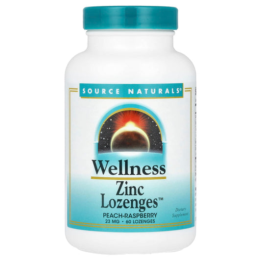 Source Naturals, Wellness Zinc Lozenges™, Peach-Raspberry, 23 mg, 60 Lozenges - Image 1