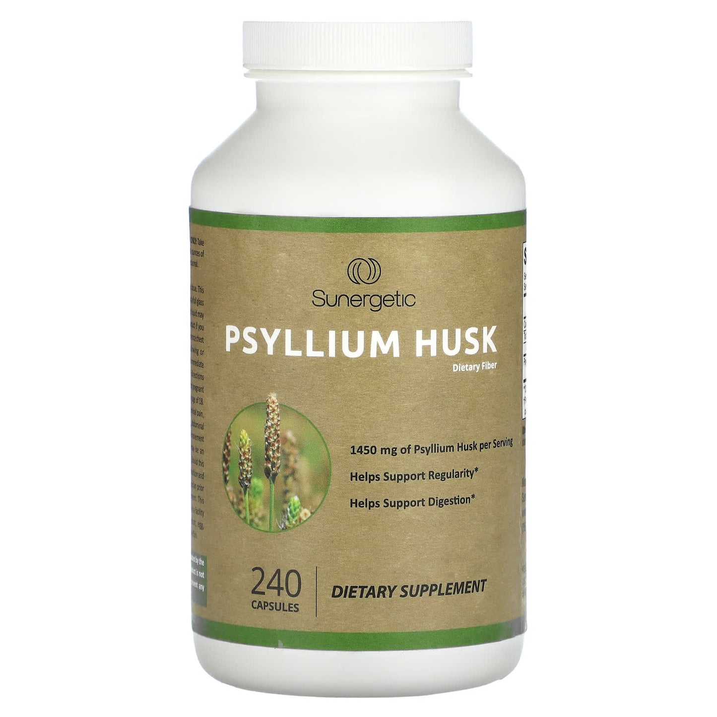 Sunergetic, Psyllium Husk Dietary Fiber, 240 Capsules (725 mg per Capsule) - Image 1
