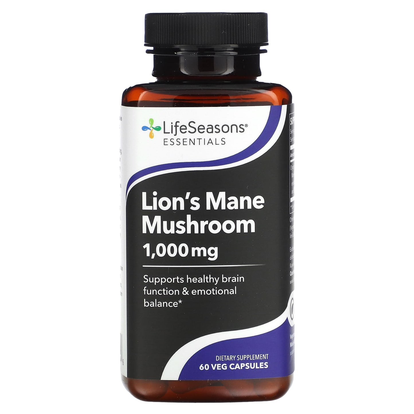 LifeSeasons, Lion's Mane Mushroom, 60 Veg Capsules (500 mg per Capsule) - Image 1
