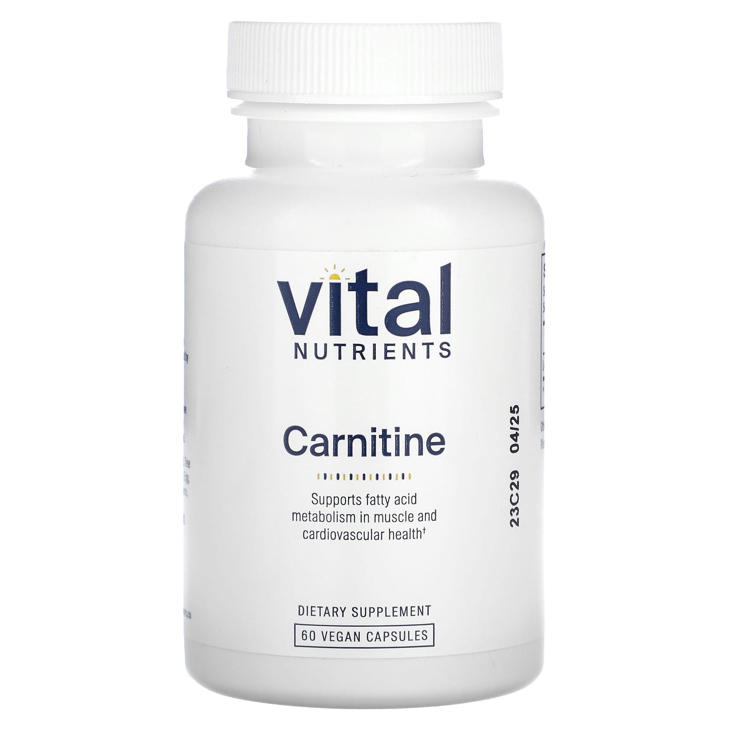 Vital Nutrients, Carnitine, 60 Vegan Capsules (500 mg per Capsule) - Image 1