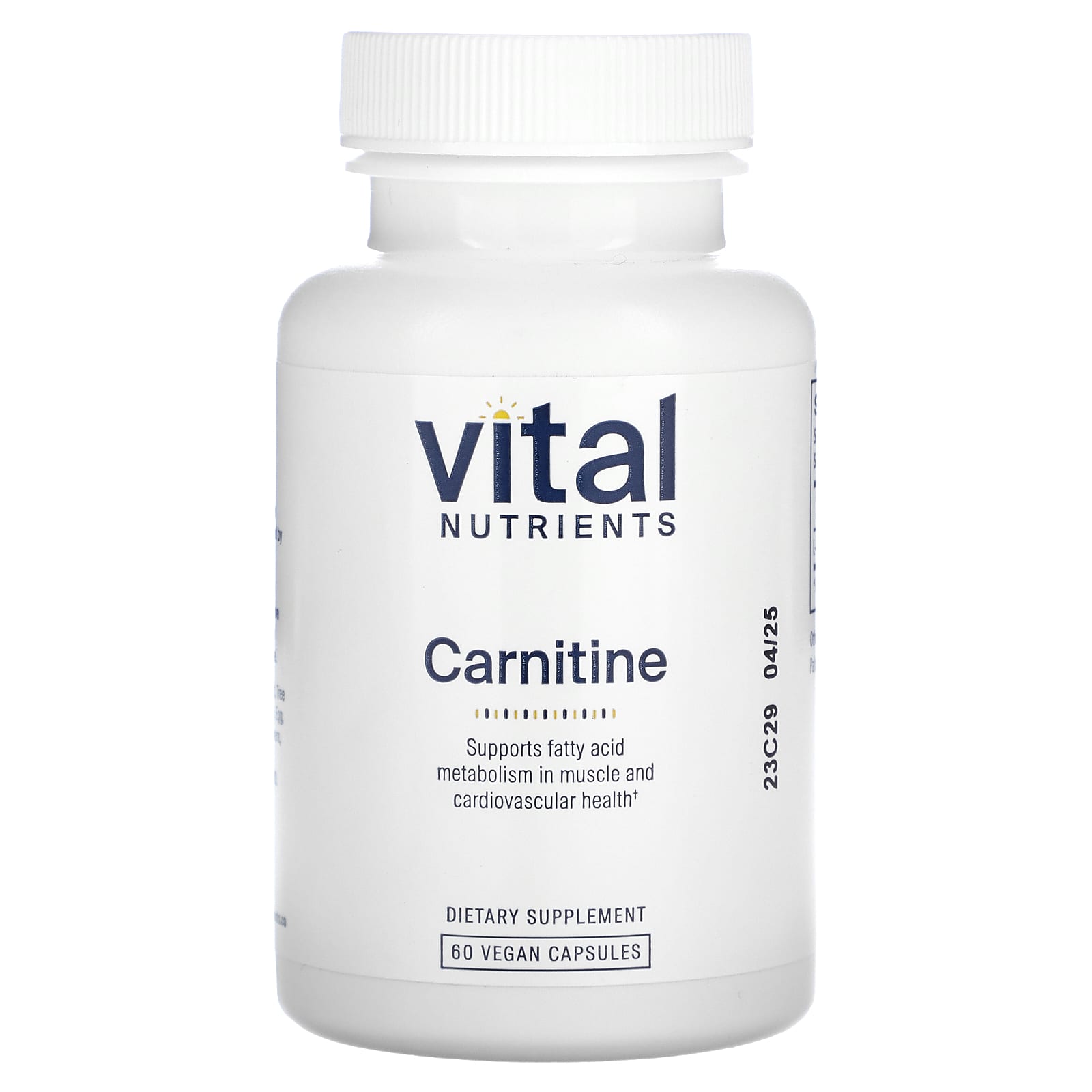 Vital Nutrients, Carnitine, 60 Vegan Capsules (500 mg per Capsule) - Image 1