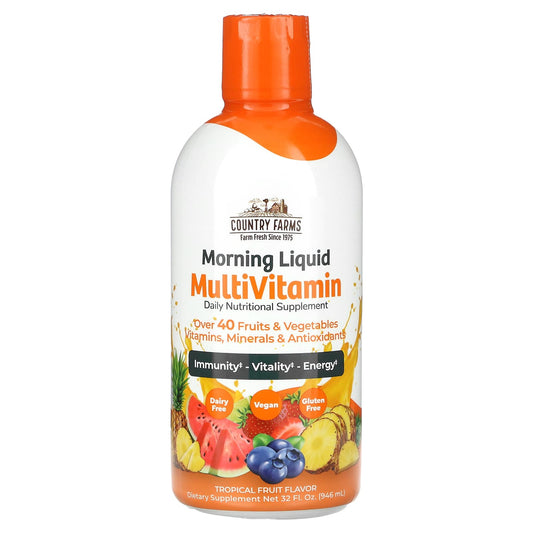 Country Farms Morning Liquid Multivitamin - Tropical Fruit, 32 fl oz - Image 1