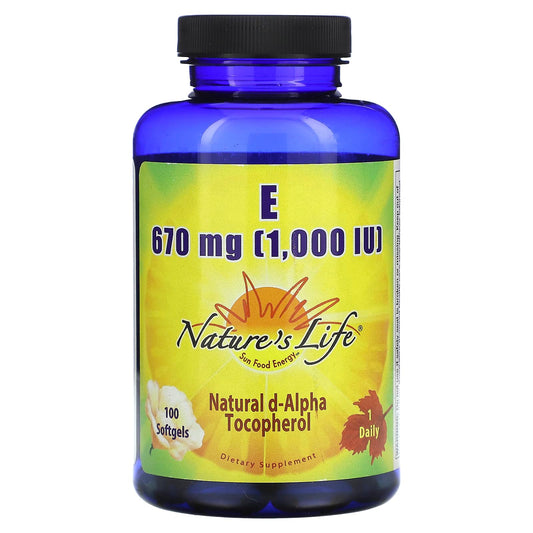 Nature's Life, Vitamin E, 670 mg (1,000 IU), 100 Softgels - Image 1