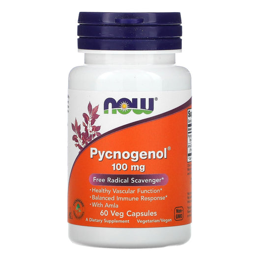 NOW Foods, Pycnogenol, 100 mg, 60 Veg Capsules - Image 1