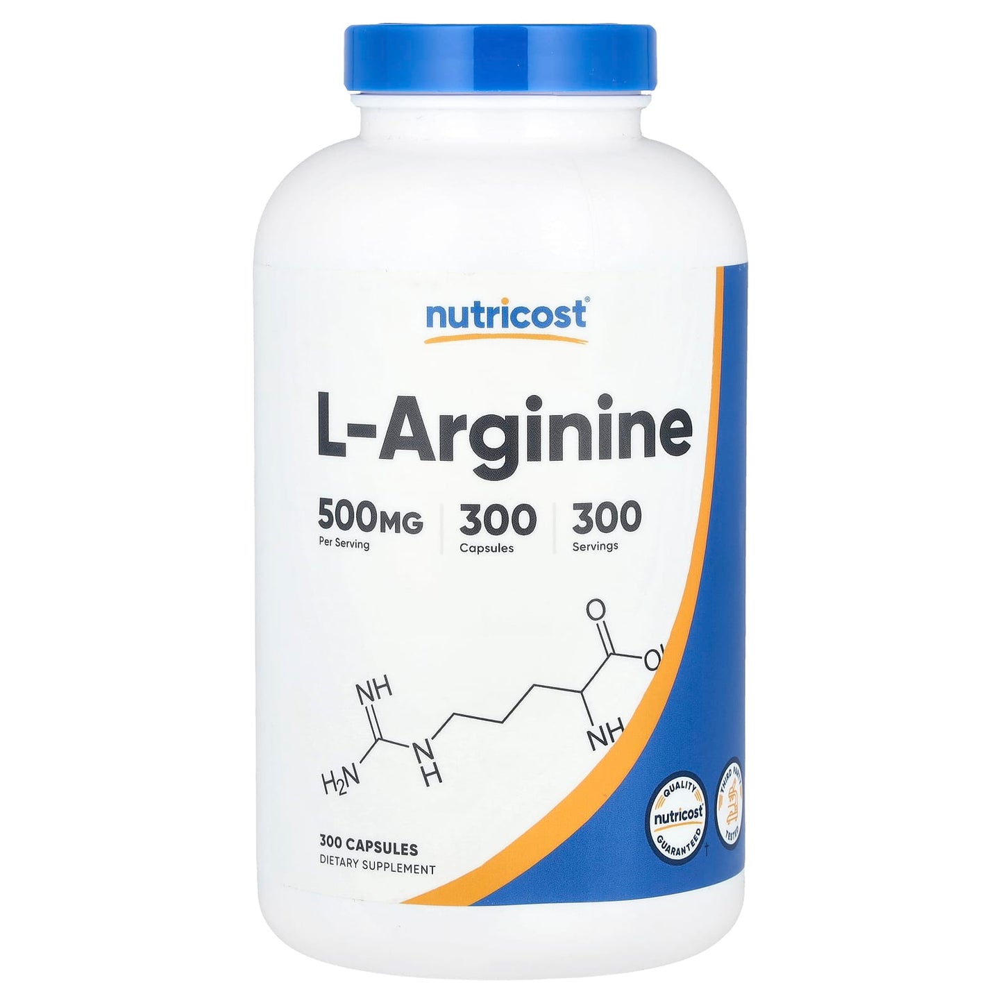 Nutricost, L-Arginine, 500 mg, 300 Capsules - Image 1