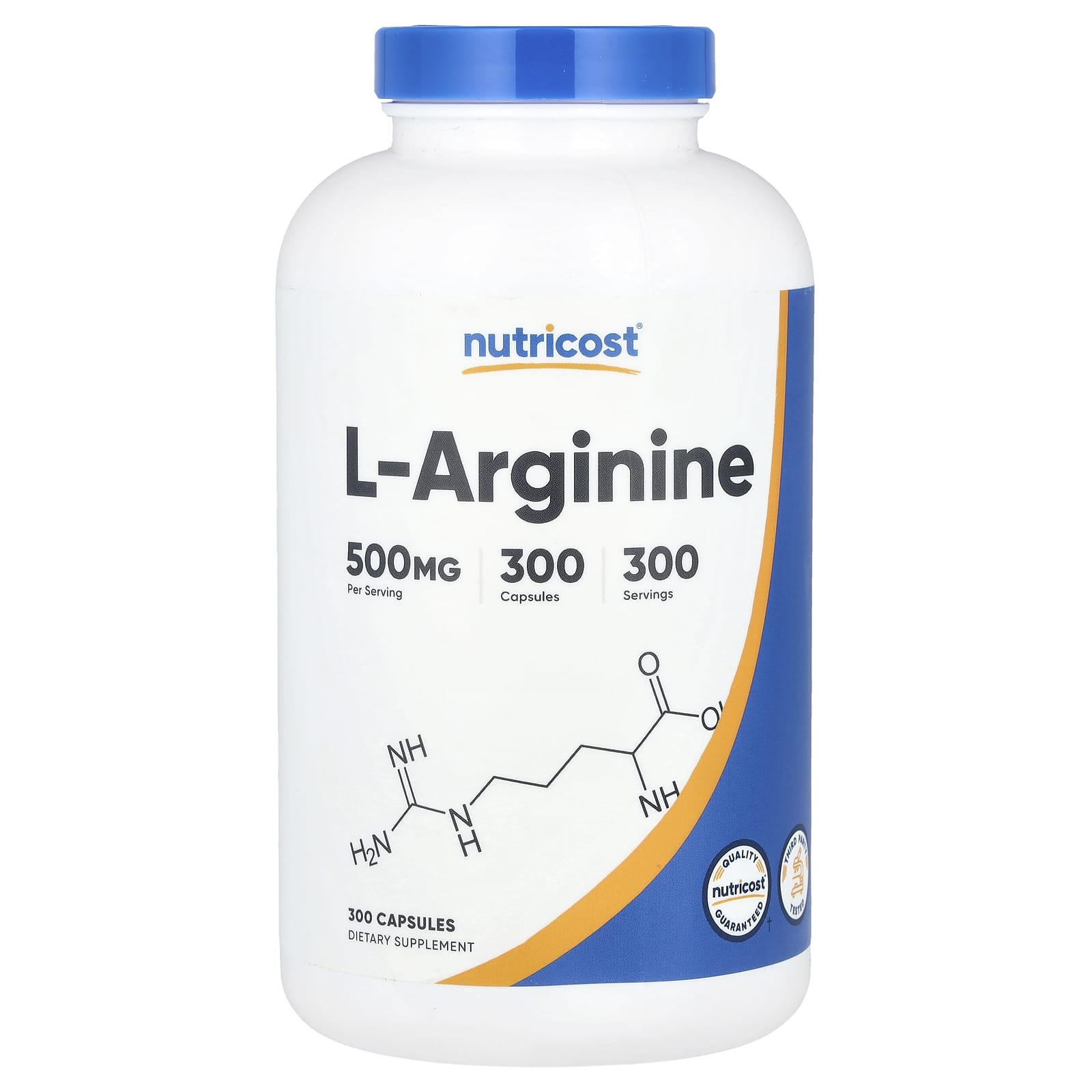 Nutricost, L-Arginine, 500 mg, 300 Capsules - Image 1