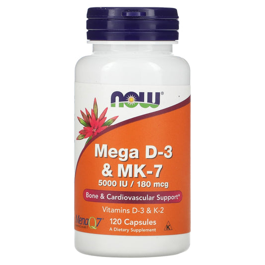 NOW Foods, Mega D-3 & MK-7, 120 Capsules - Image 1