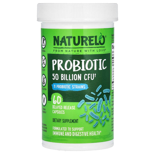 NATURELO, Probiotic, 50 Billion CFU, 60 Delayed Release Capsules - Image 1