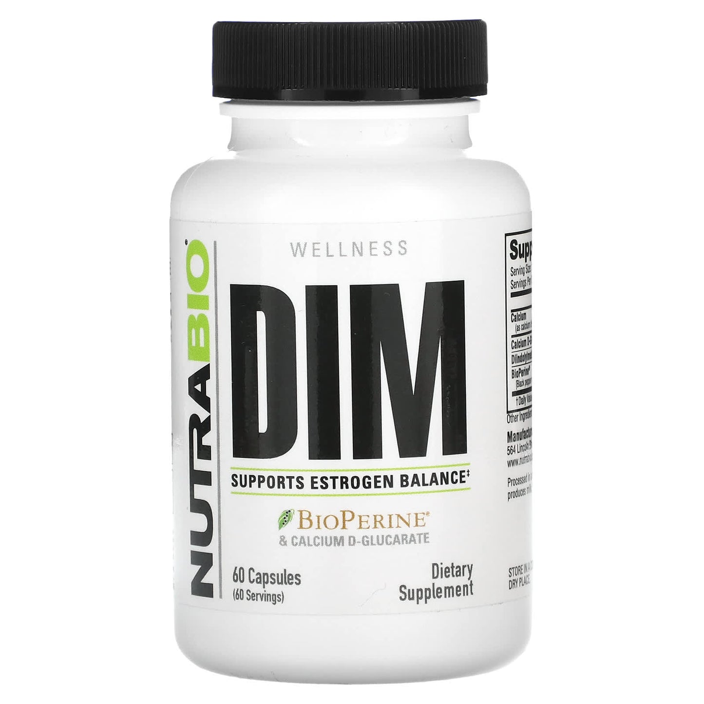 NutraBio, DIM, 60 Capsules - Image 1