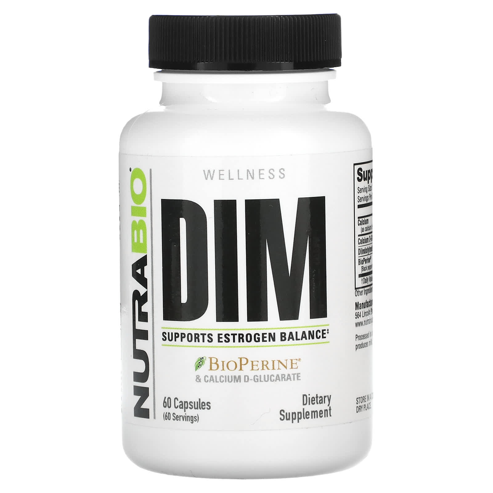 NutraBio, DIM, 60 Capsules - Image 1