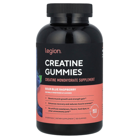 Legion Athletics, Creatine Gummies, Sour Blue Raspberry, 150 Gummies - Image 1