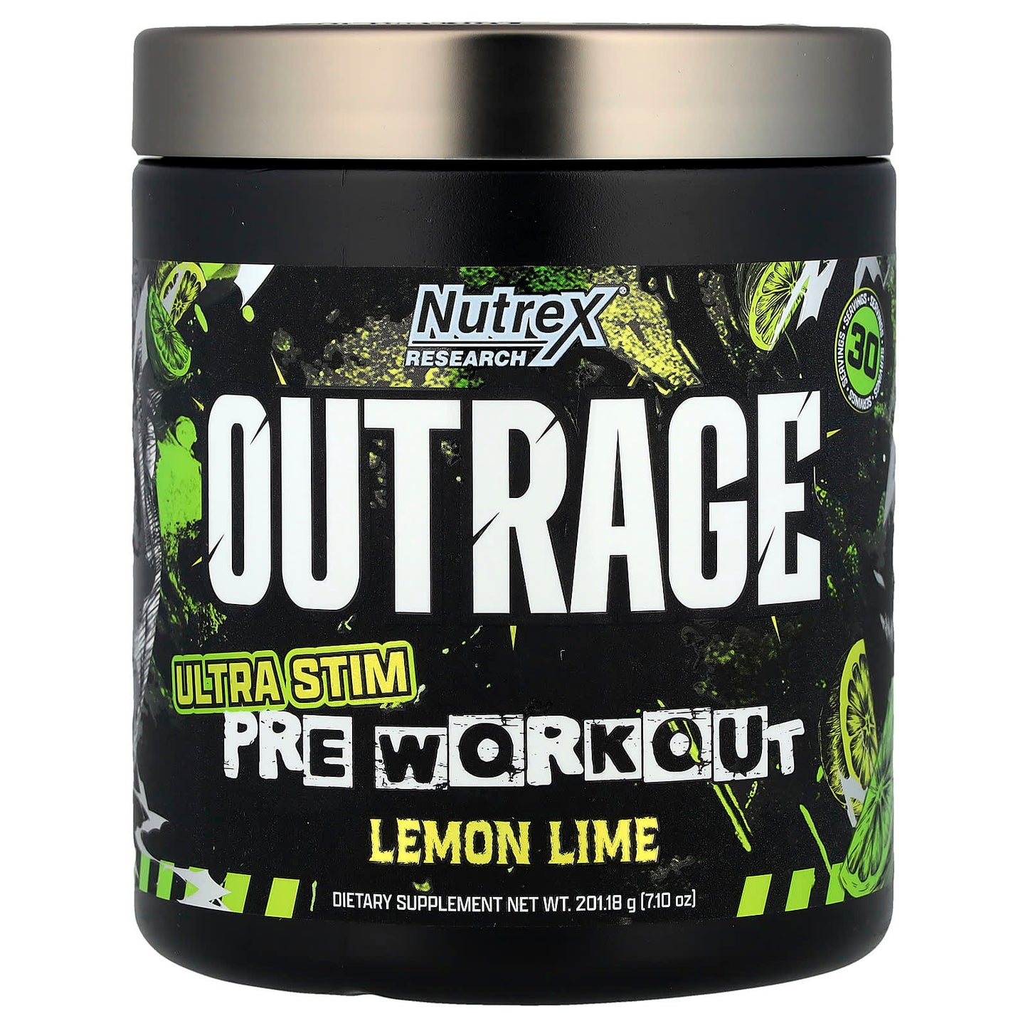 Nutrex Research, Outrage, Ultra Stim Pre Workout, Lemon Lime, 7.1 oz (201.18 g) - Image 1